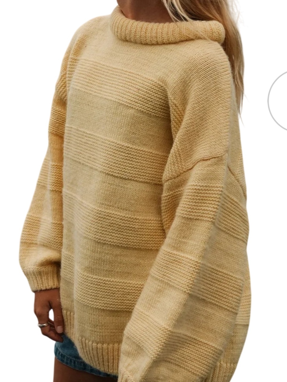 Looking to buy! Notice the reckless Chunky Knit Crewneck Sweater - Cream Yellow